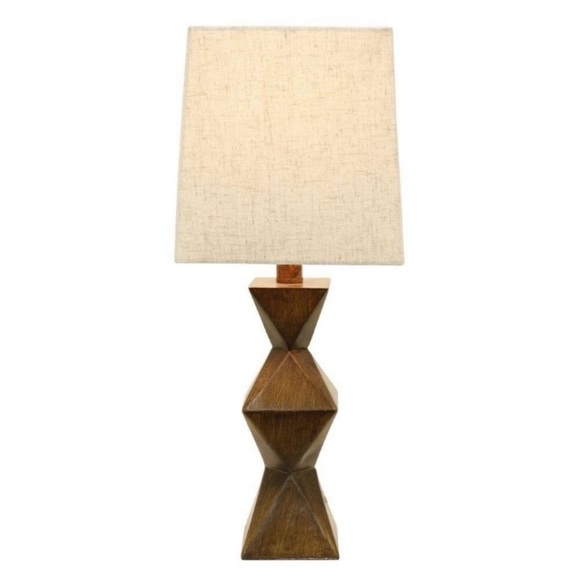 decor theory Other - Rustic Bohemian Lamp Geometric Base with Linen Shade NWT Bedside Lamp